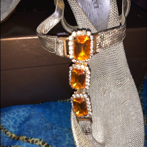 Emilio Pucci, Kitten Heel, Amber & Rhinestone Embellished Sandals, Sz 40/ 9.5 - Picture 3 of 4